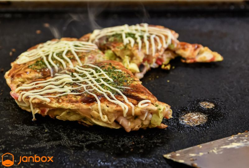 Eating-Okonomiyaki